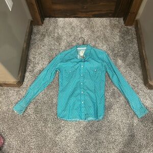 Turquoise Checkered Button Down Shirt